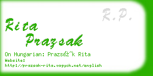 rita prazsak business card